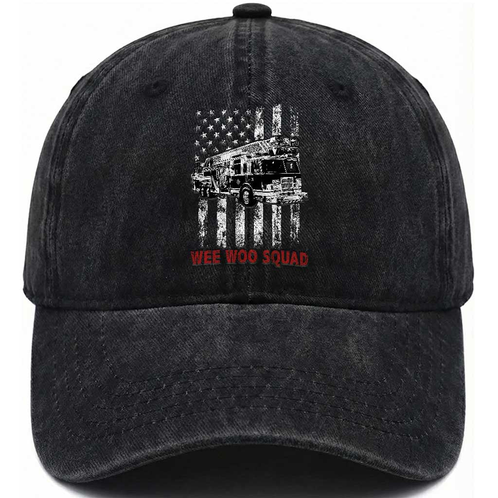 Fire Department Emergency Crew Vehicle Gift Washed Cotton Baseball Cap Wee Woo Squad