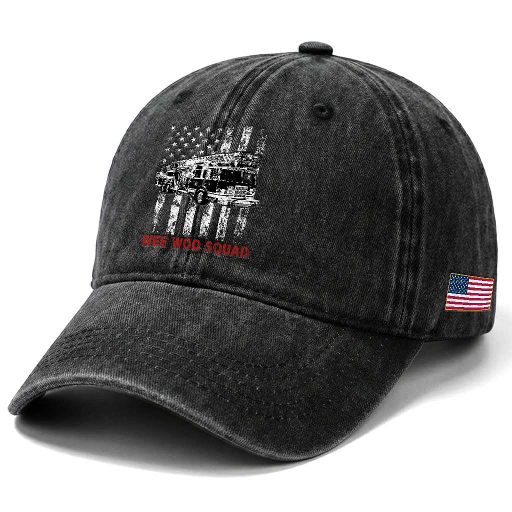 Fire Department Emergency Crew Vehicle Gift Washed Cotton Baseball Cap Wee Woo Squad