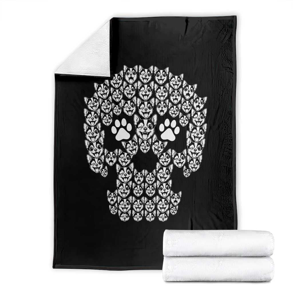 Funny Chihuahua Skull Halloween Throw Blanket Dog Lover Spooky Gift