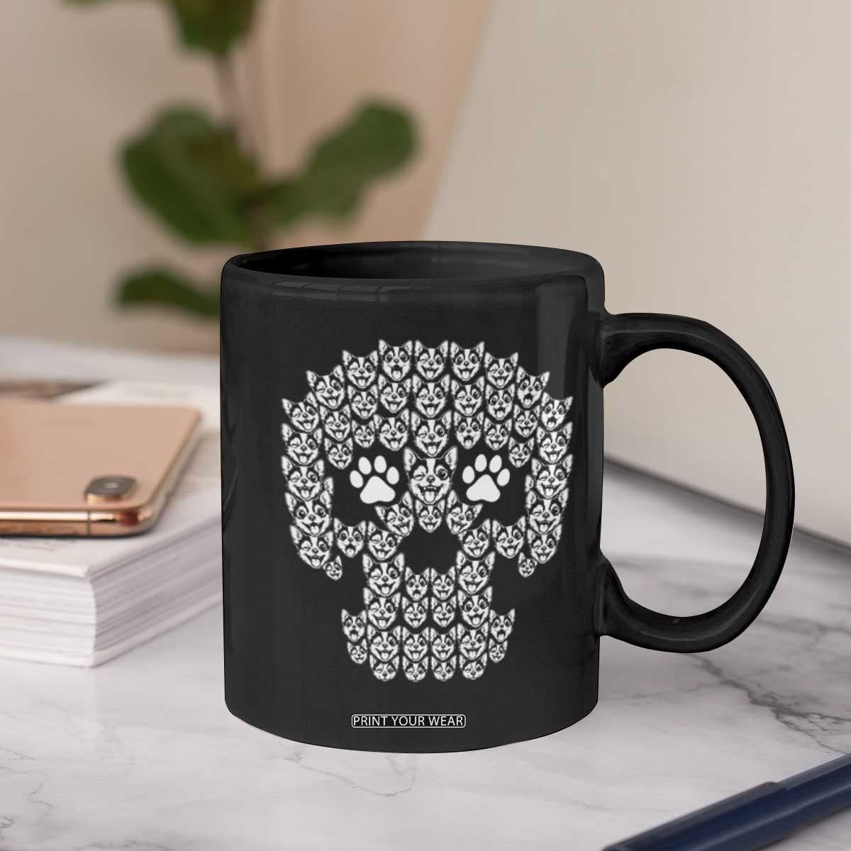 Funny Chihuahua Skull Halloween Coffee Mug Dog Lover Spooky Gift