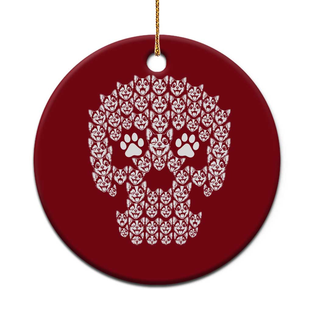 Funny Chihuahua Skull Halloween Ceramic Ornament Dog Lover Spooky Gift