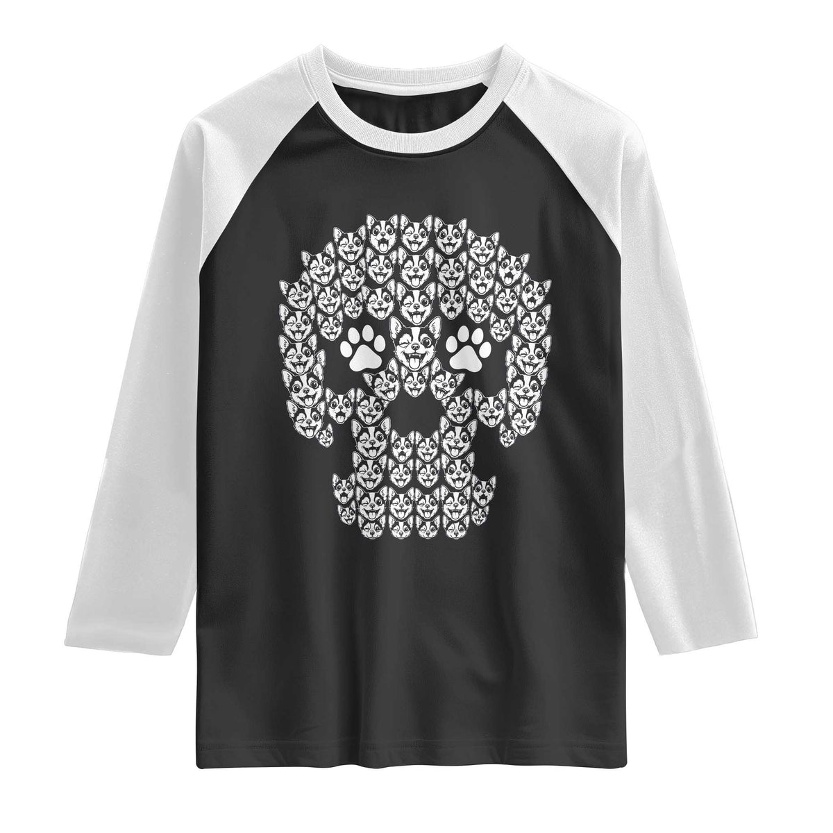 Funny Chihuahua Skull Halloween Raglan Shirt Dog Lover Spooky Gift