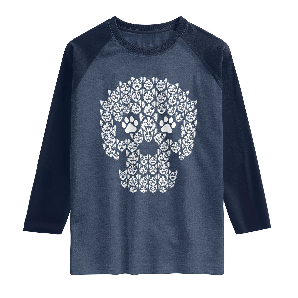 Funny Chihuahua Skull Halloween Raglan Shirt Dog Lover Spooky Gift