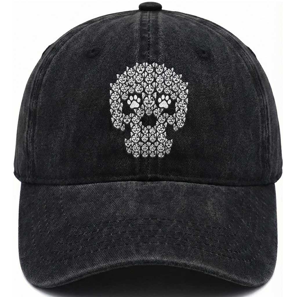 Funny Chihuahua Skull Halloween Washed Cotton Baseball Cap Dog Lover Spooky Gift