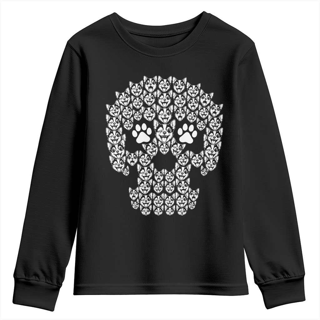 Funny Chihuahua Skull Halloween Youth Sweatshirt Dog Lover Spooky Gift