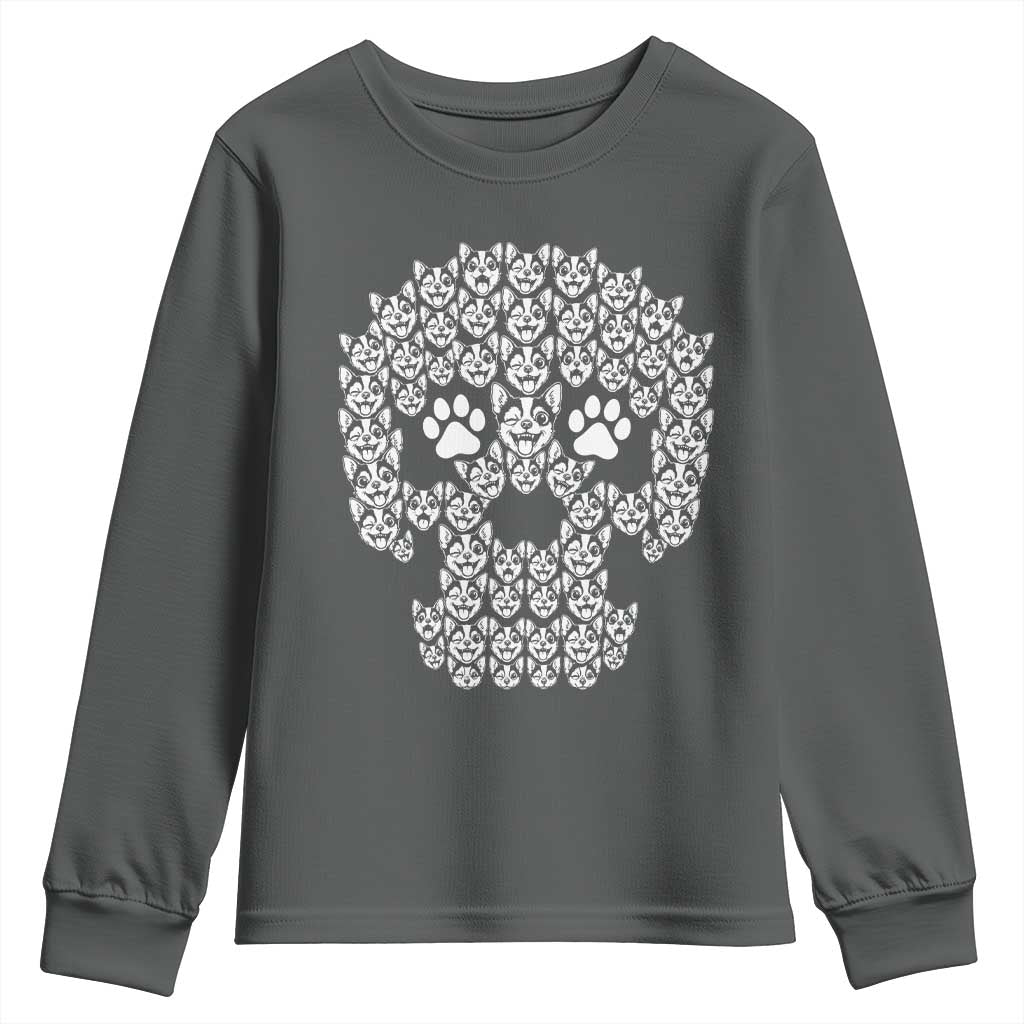Funny Chihuahua Skull Halloween Youth Sweatshirt Dog Lover Spooky Gift