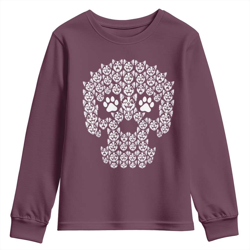 Funny Chihuahua Skull Halloween Youth Sweatshirt Dog Lover Spooky Gift