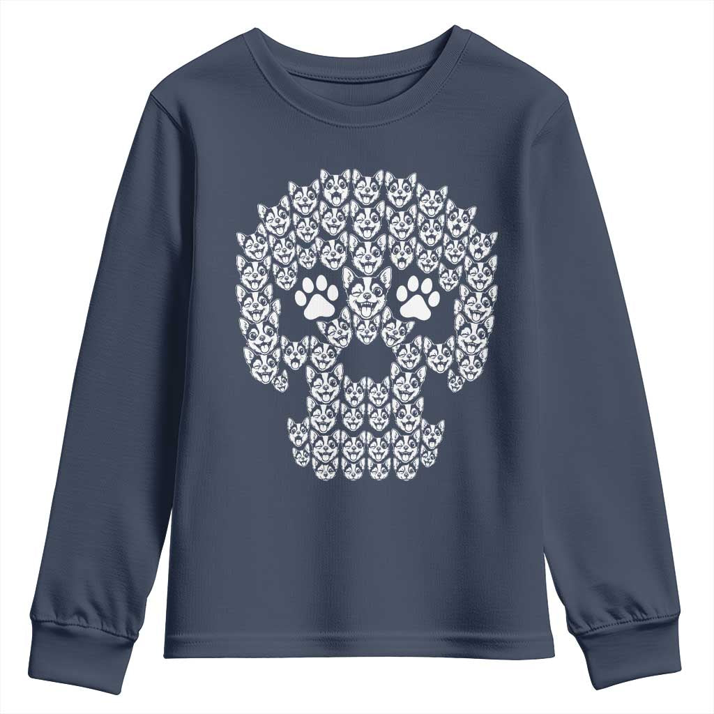 Funny Chihuahua Skull Halloween Youth Sweatshirt Dog Lover Spooky Gift