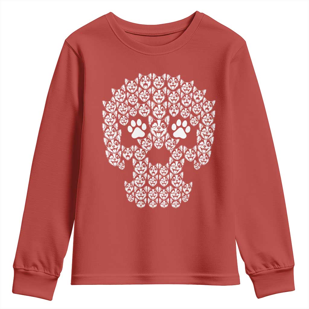 Funny Chihuahua Skull Halloween Youth Sweatshirt Dog Lover Spooky Gift