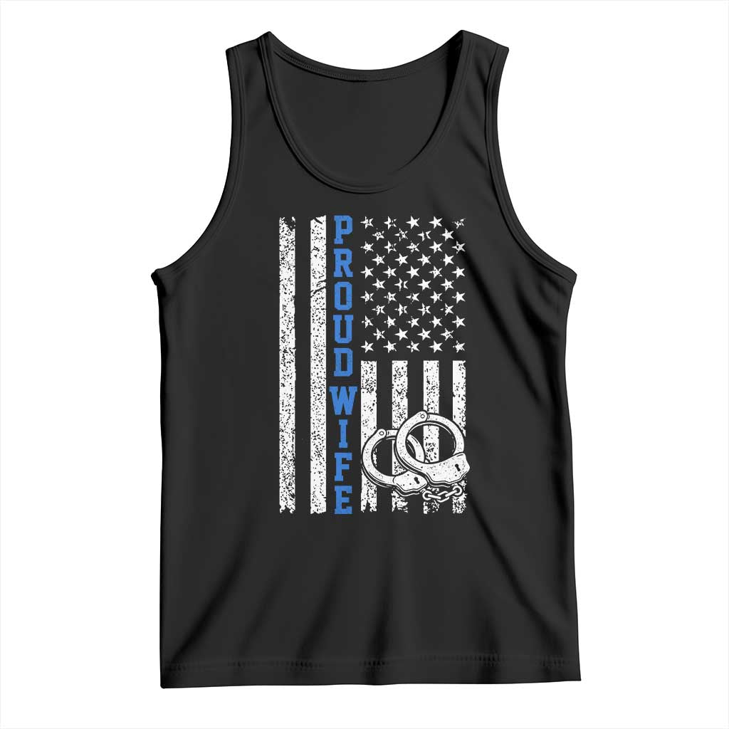 Proud Police Wife Tank Top Patriotic Flag Handcuffs Law Enforcement Gift