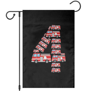 Fire Truck 4th Birthday Garden Flag Firefighter Gift For Four Year Old Kid
