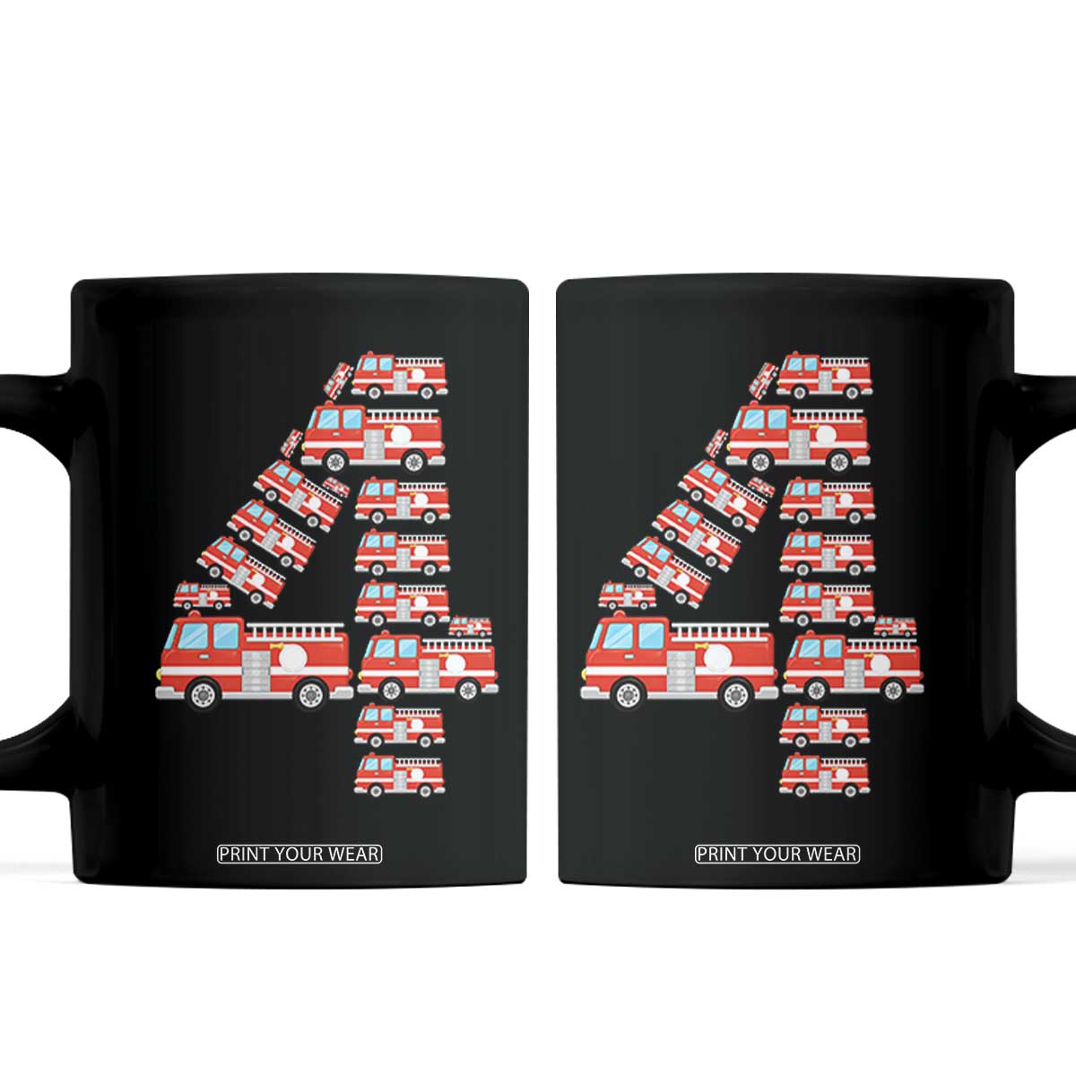 Fire Truck 4th Birthday Coffee Mug Firefighter Gift For Four Year Old Kid