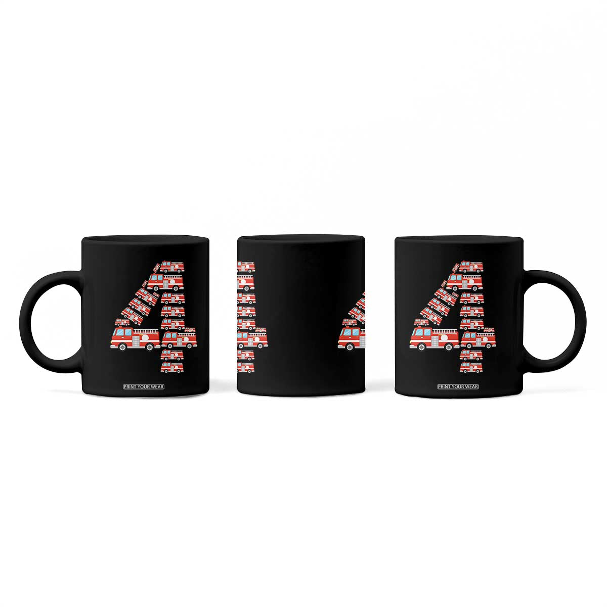 Fire Truck 4th Birthday Coffee Mug Firefighter Gift For Four Year Old Kid