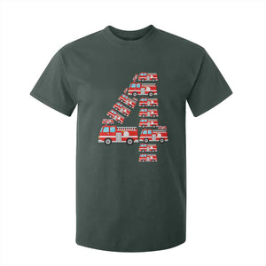 Fire Truck 4th Birthday T Shirt For Kid Firefighter Gift For Four Year Old Kid
