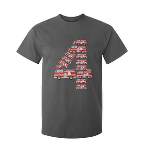 Fire Truck 4th Birthday T Shirt For Kid Firefighter Gift For Four Year Old Kid