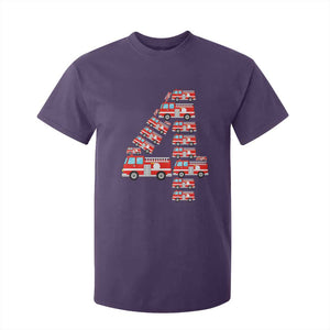 Fire Truck 4th Birthday T Shirt For Kid Firefighter Gift For Four Year Old Kid