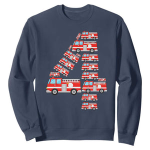 Fire Truck 4th Birthday Sweatshirt Firefighter Gift For Four Year Old Kid