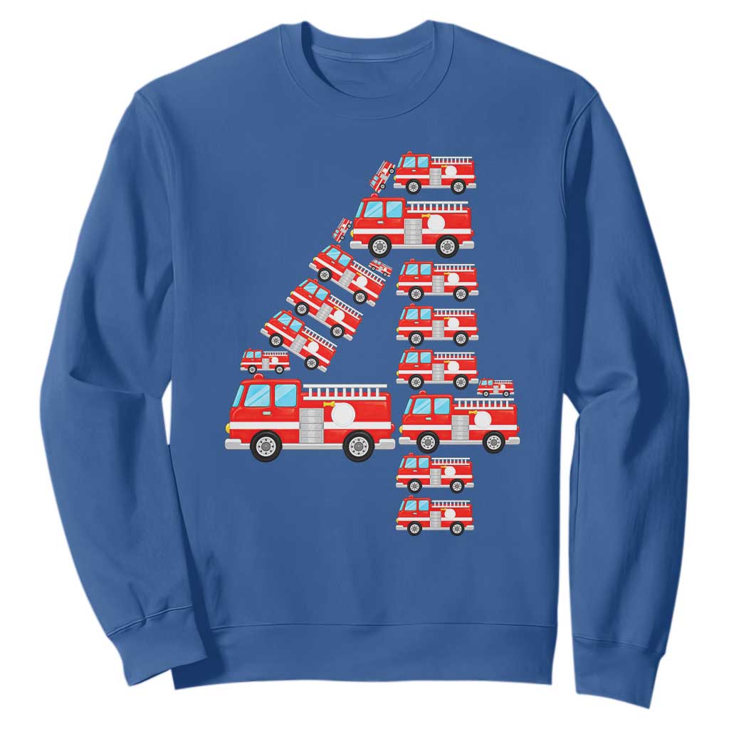Fire Truck 4th Birthday Sweatshirt Firefighter Gift For Four Year Old Kid