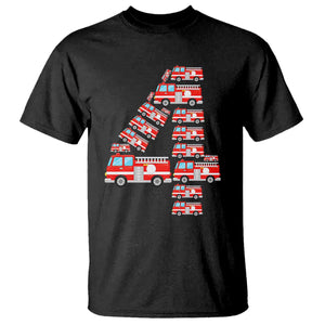 Fire Truck 4th Birthday T Shirt Firefighter Gift For Four Year Old Kid