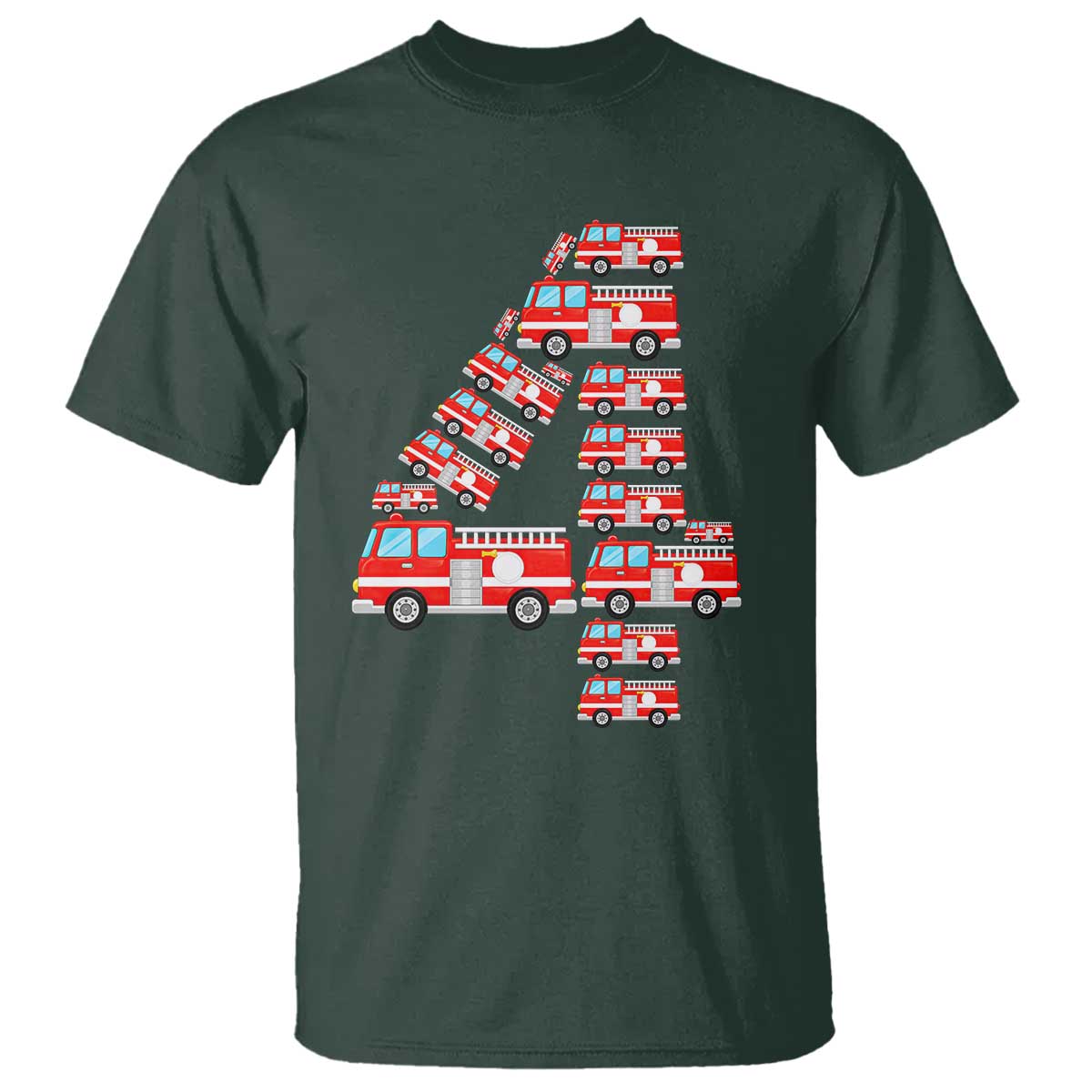 Fire Truck 4th Birthday T Shirt Firefighter Gift For Four Year Old Kid