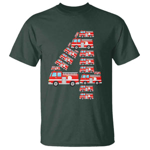 Fire Truck 4th Birthday T Shirt Firefighter Gift For Four Year Old Kid