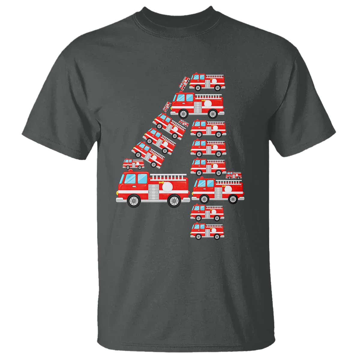 Fire Truck 4th Birthday T Shirt Firefighter Gift For Four Year Old Kid