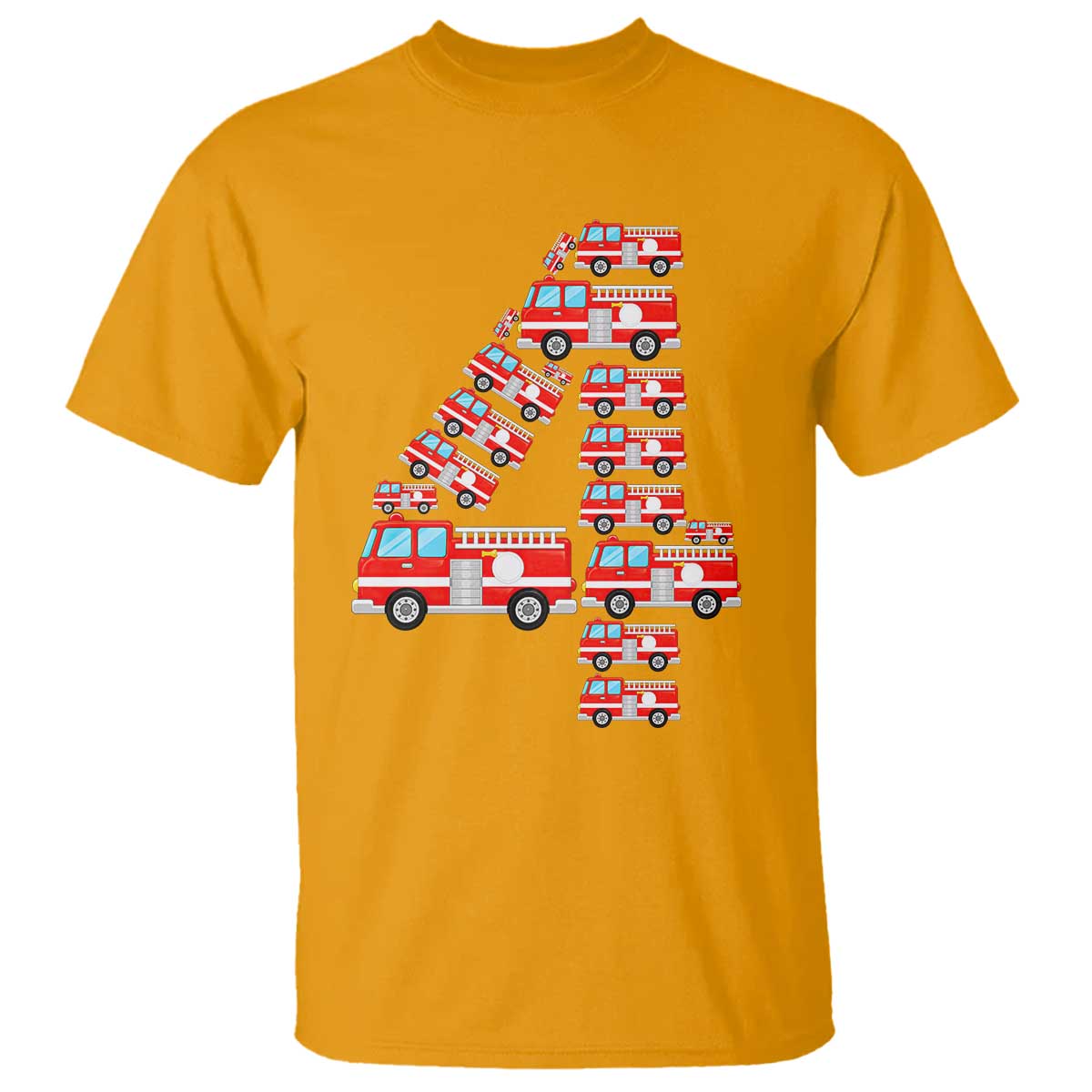Fire Truck 4th Birthday T Shirt Firefighter Gift For Four Year Old Kid