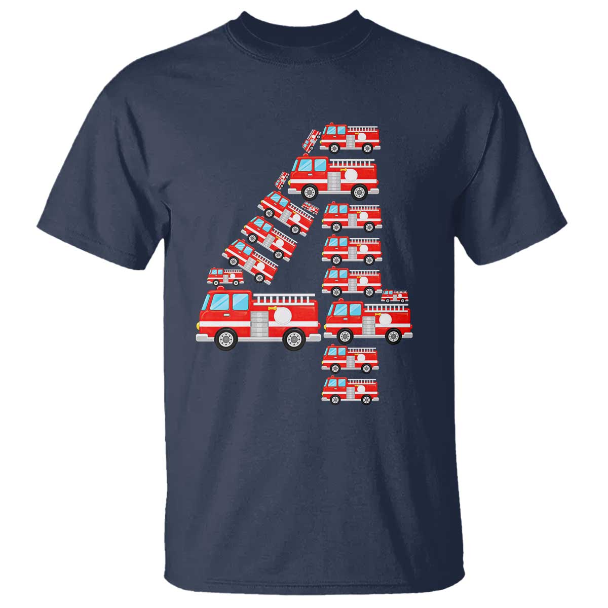 Fire Truck 4th Birthday T Shirt Firefighter Gift For Four Year Old Kid
