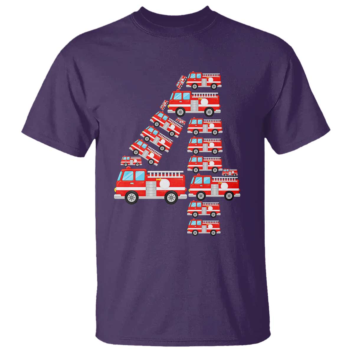 Fire Truck 4th Birthday T Shirt Firefighter Gift For Four Year Old Kid