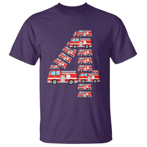 Fire Truck 4th Birthday T Shirt Firefighter Gift For Four Year Old Kid