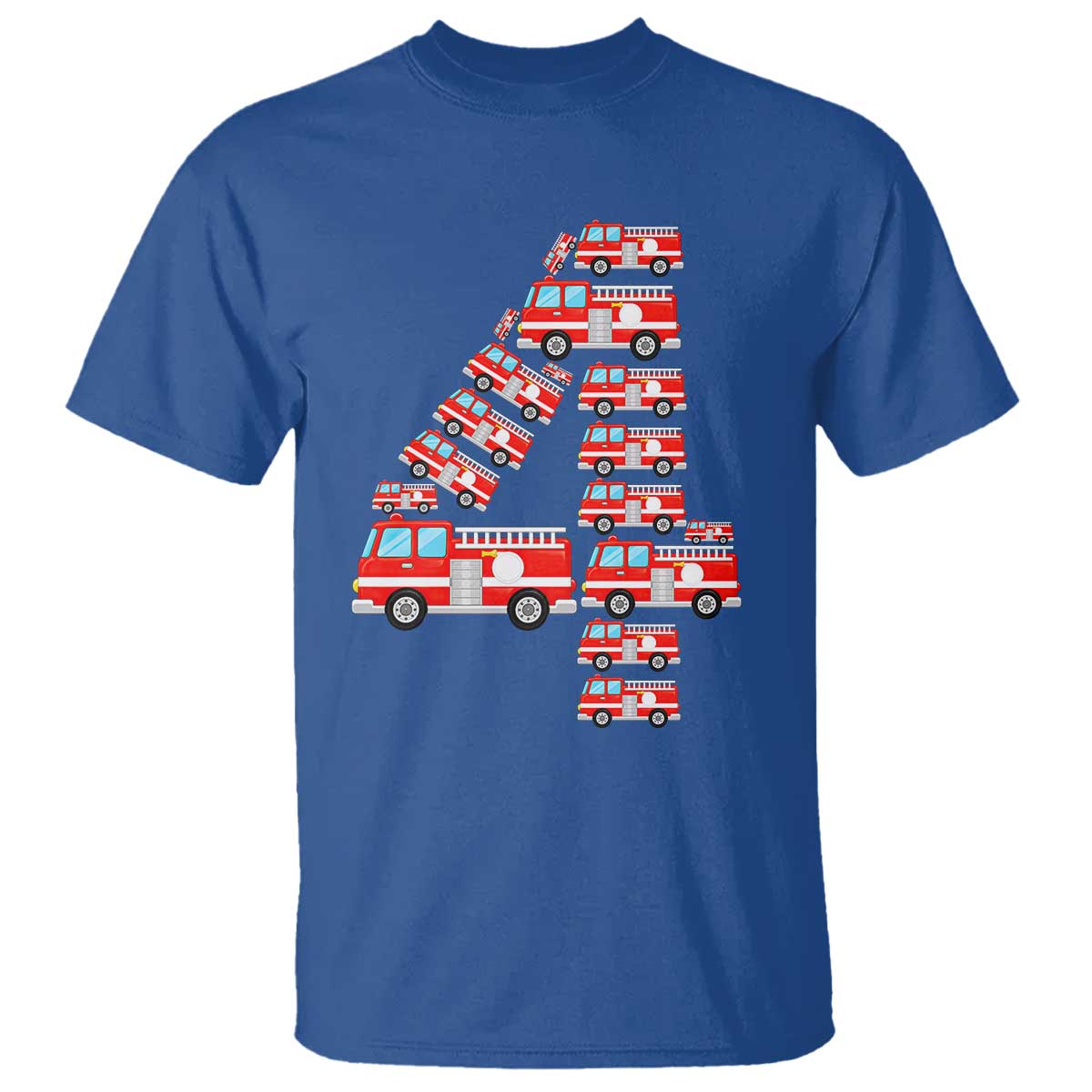 Fire Truck 4th Birthday T Shirt Firefighter Gift For Four Year Old Kid