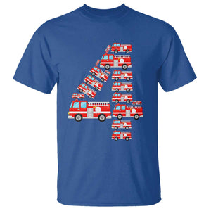Fire Truck 4th Birthday T Shirt Firefighter Gift For Four Year Old Kid