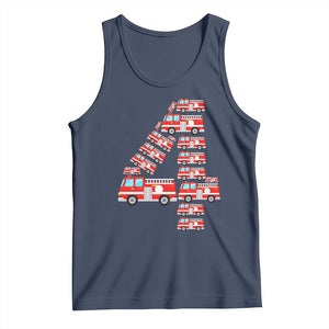Fire Truck 4th Birthday Tank Top Firefighter Gift For Four Year Old Kid