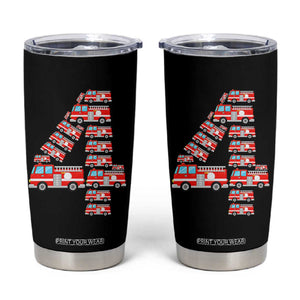 Fire Truck 4th Birthday Tumbler Cup Firefighter Gift For Four Year Old Kid