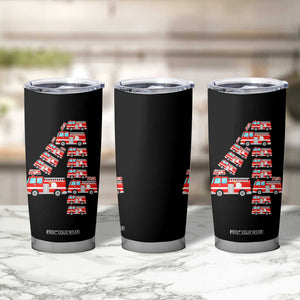 Fire Truck 4th Birthday Tumbler Cup Firefighter Gift For Four Year Old Kid