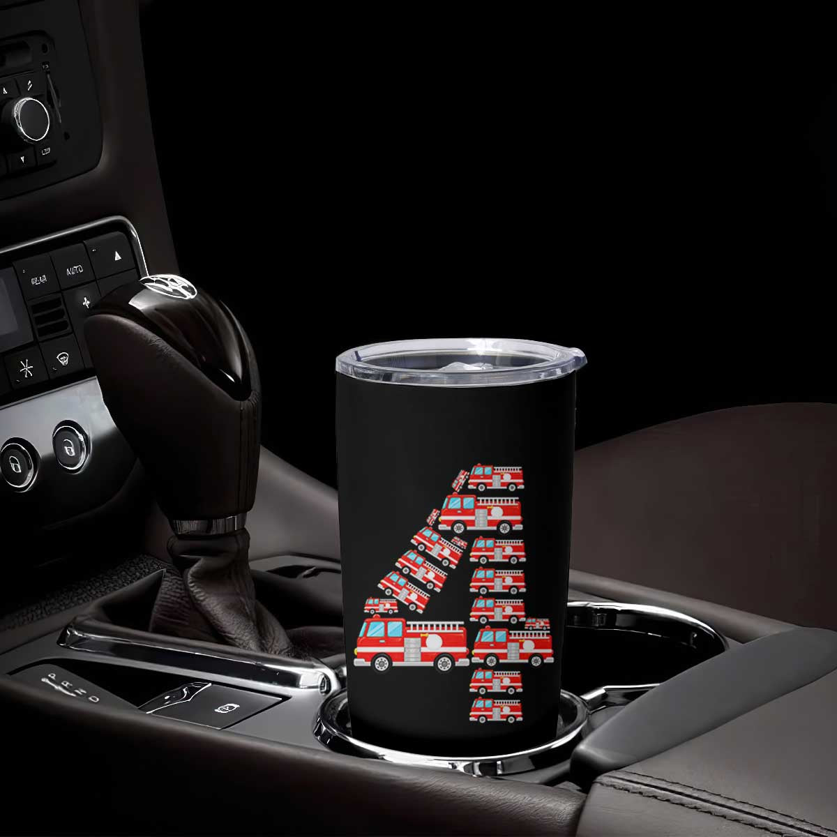 Fire Truck 4th Birthday Tumbler Cup Firefighter Gift For Four Year Old Kid