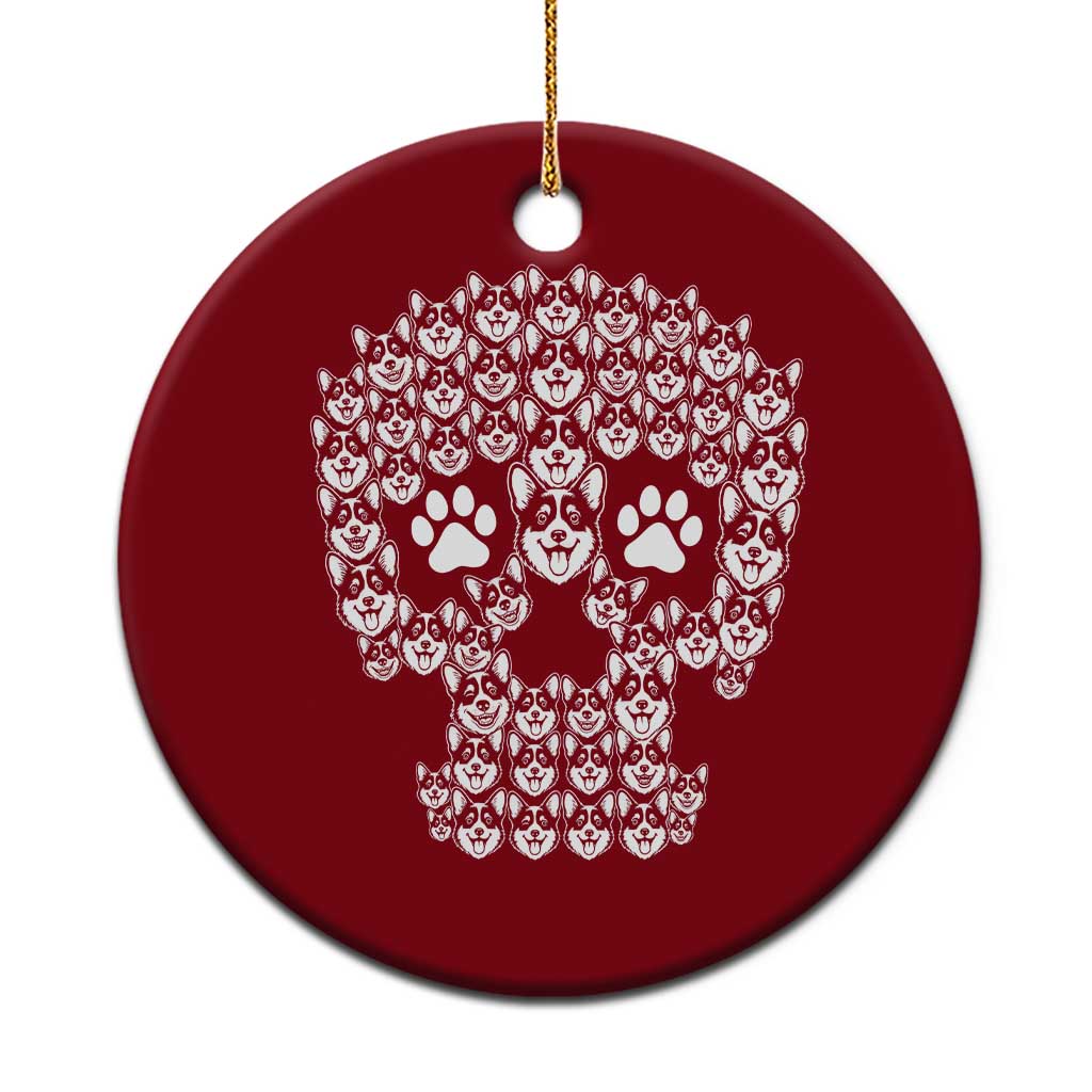 Funny Corgi Skull Halloween Ceramic Ornament Dog Lover Spooky Gift