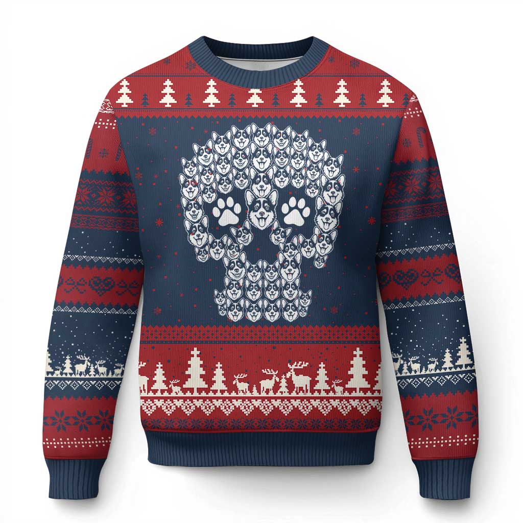 Funny Corgi Skull Halloween Ugly Christmas Sweater Dog Lover Spooky Gift
