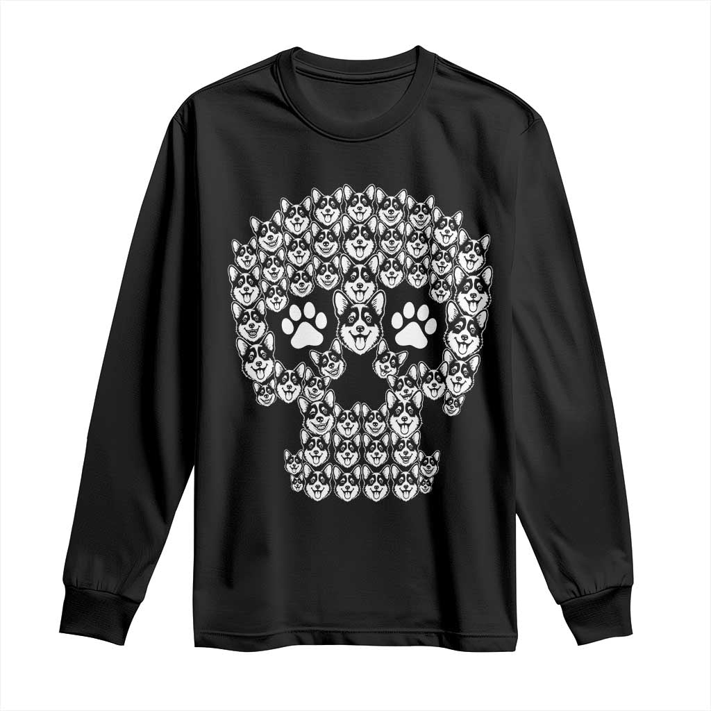 Funny Corgi Skull Halloween Long Sleeve Shirt Dog Lover Spooky Gift
