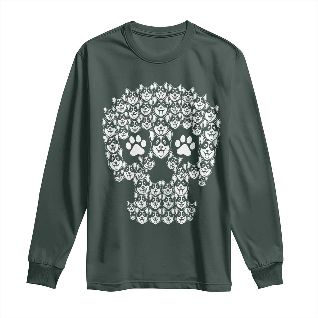 Funny Corgi Skull Halloween Long Sleeve Shirt Dog Lover Spooky Gift