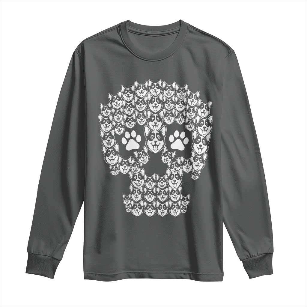 Funny Corgi Skull Halloween Long Sleeve Shirt Dog Lover Spooky Gift