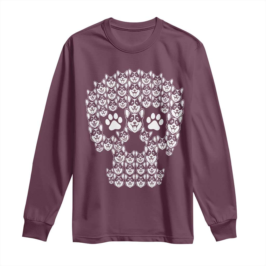 Funny Corgi Skull Halloween Long Sleeve Shirt Dog Lover Spooky Gift