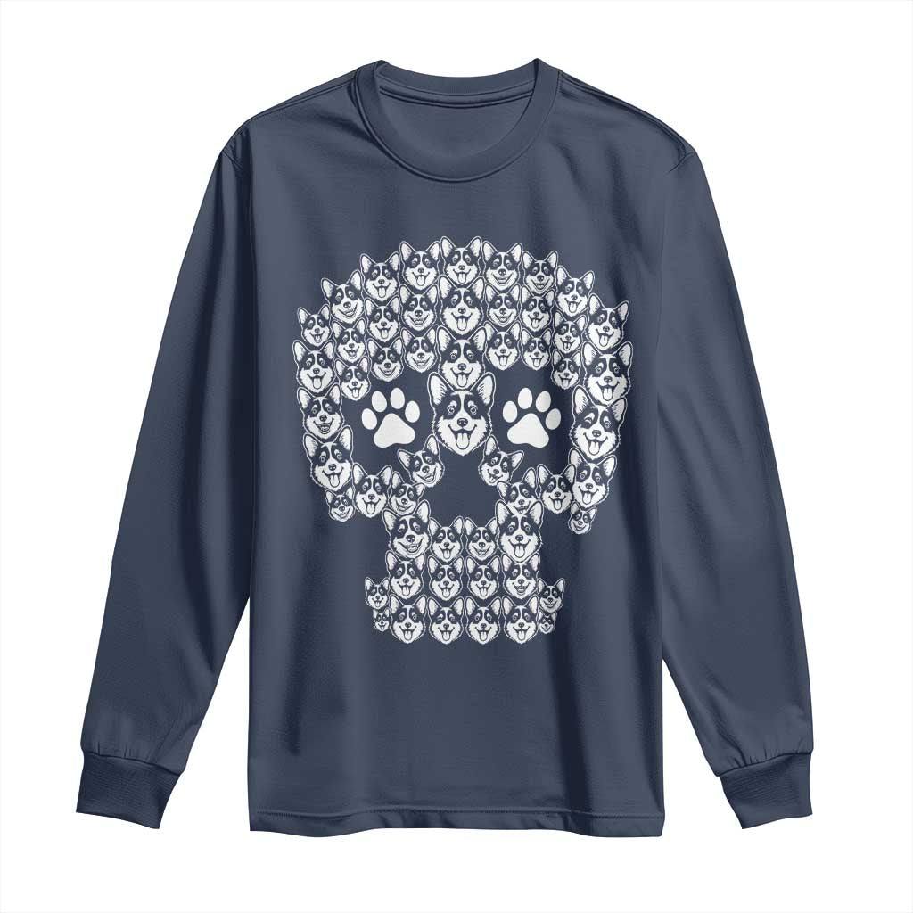 Funny Corgi Skull Halloween Long Sleeve Shirt Dog Lover Spooky Gift
