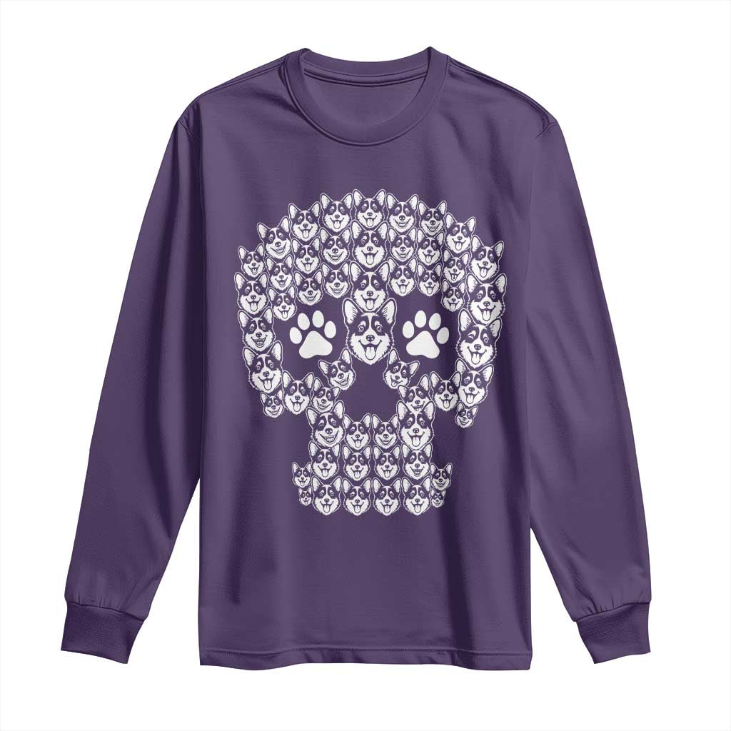 Funny Corgi Skull Halloween Long Sleeve Shirt Dog Lover Spooky Gift