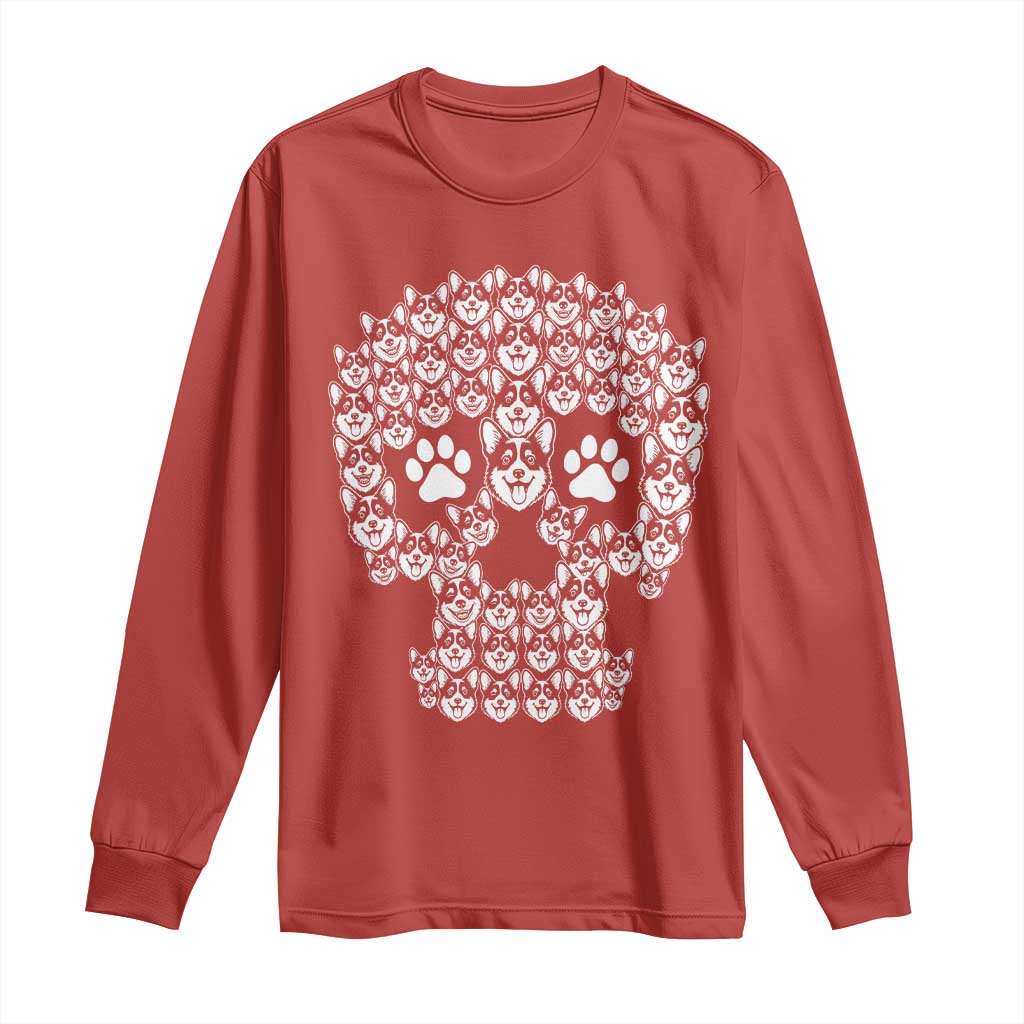 Funny Corgi Skull Halloween Long Sleeve Shirt Dog Lover Spooky Gift