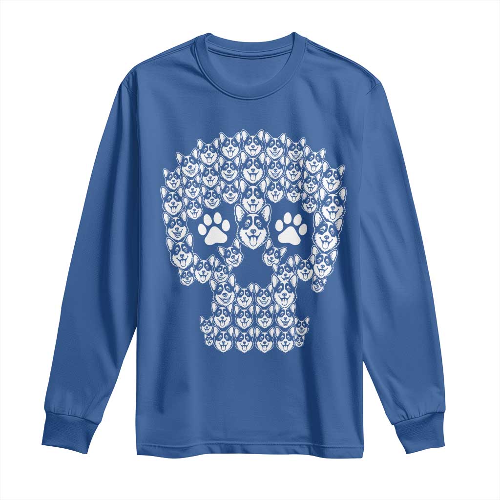 Funny Corgi Skull Halloween Long Sleeve Shirt Dog Lover Spooky Gift