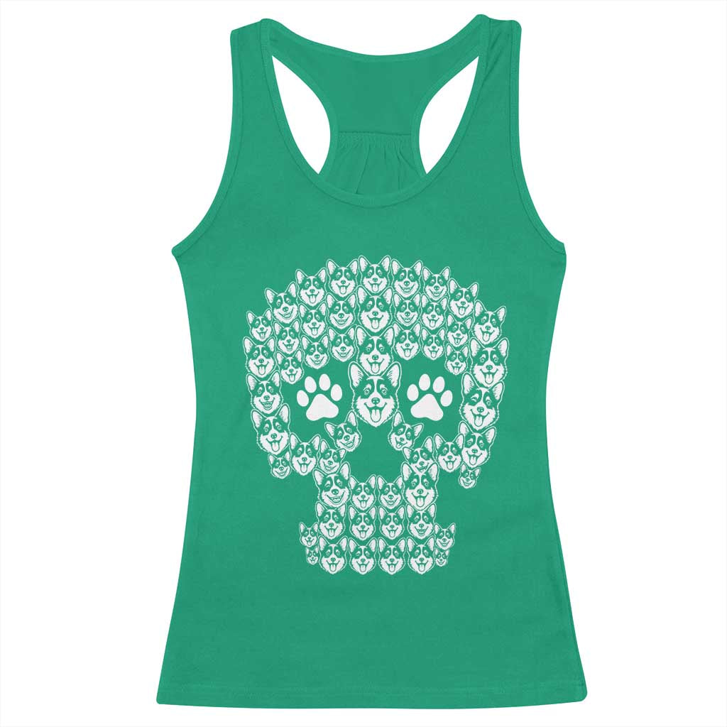 Funny Corgi Skull Halloween Racerback Tank Top Dog Lover Spooky Gift