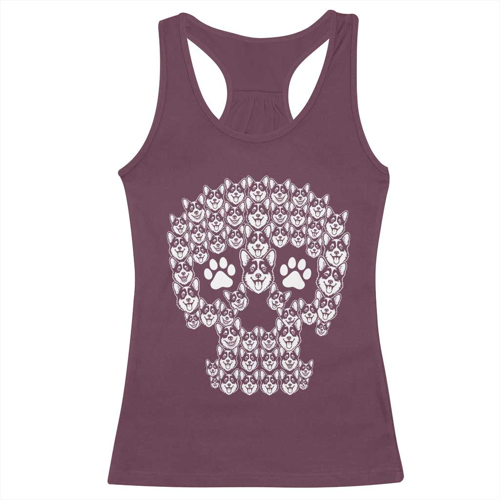 Funny Corgi Skull Halloween Racerback Tank Top Dog Lover Spooky Gift