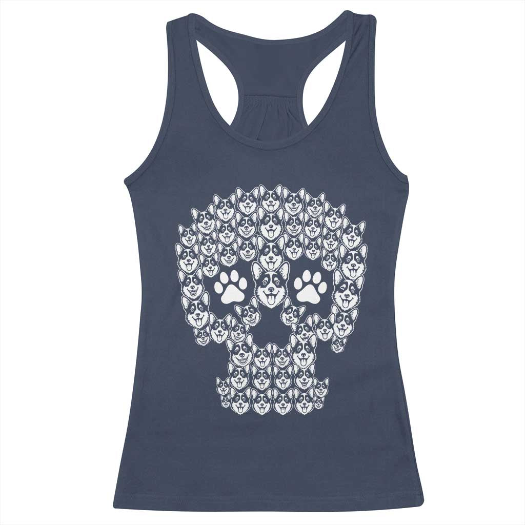 Funny Corgi Skull Halloween Racerback Tank Top Dog Lover Spooky Gift
