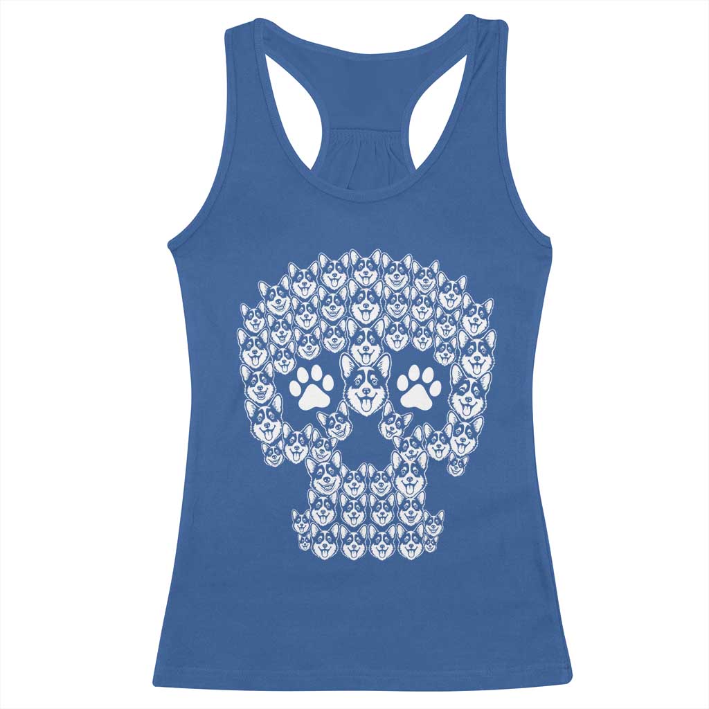Funny Corgi Skull Halloween Racerback Tank Top Dog Lover Spooky Gift